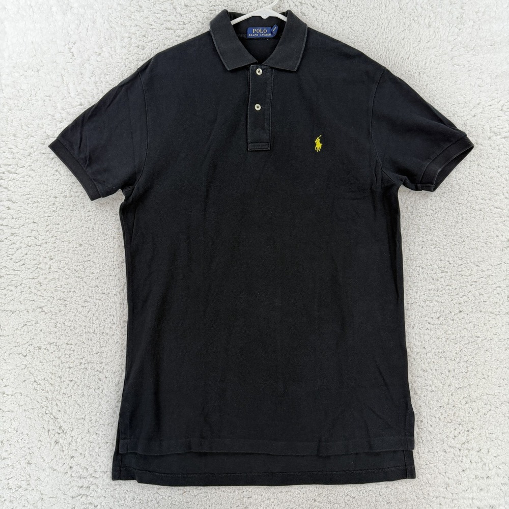 Polo Ralph Lauren Mens Medium Black Cotton Knit Pony Logo Polo Shirt RN 41381